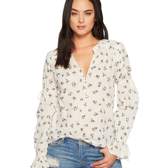 PAIGE Tops - Paige Yardley split neck floral print blouse